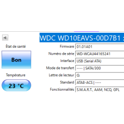 2 disk dur 3.5 WESTERN DIGITAL- 1) WDC WD10EADS-65M2B0 : 1000,2 GB 2) - WDC WD10EAVS-00D7B1 : 1000,2 GB